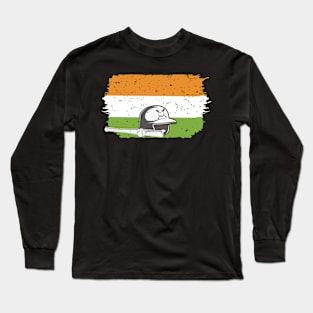 Indian Baseball Player Bat Ball Helmet Fan India Flag Long Sleeve T-Shirt